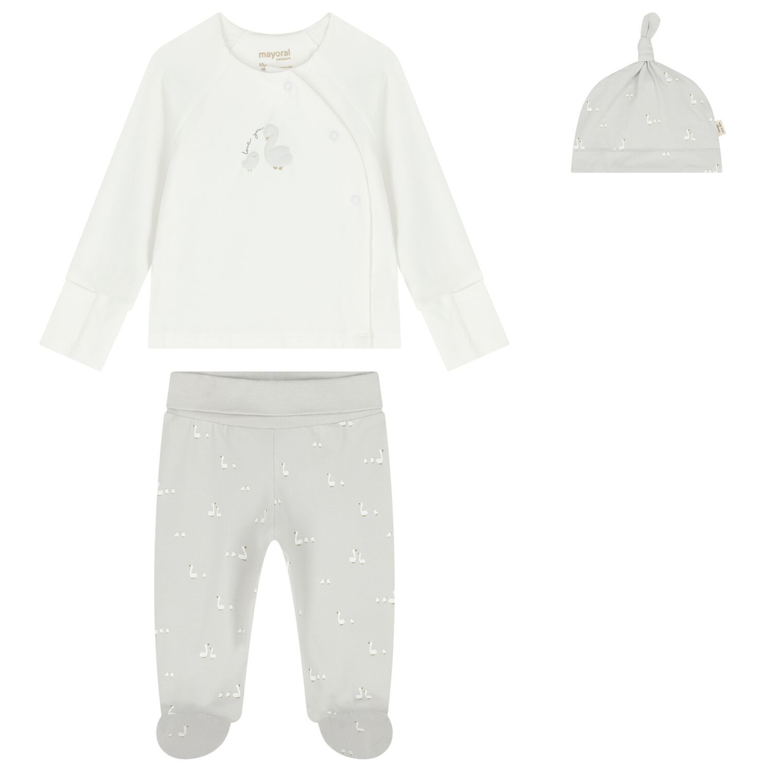 Ivory & Grey 2 Piece Babygrow Set, 1, hi-res