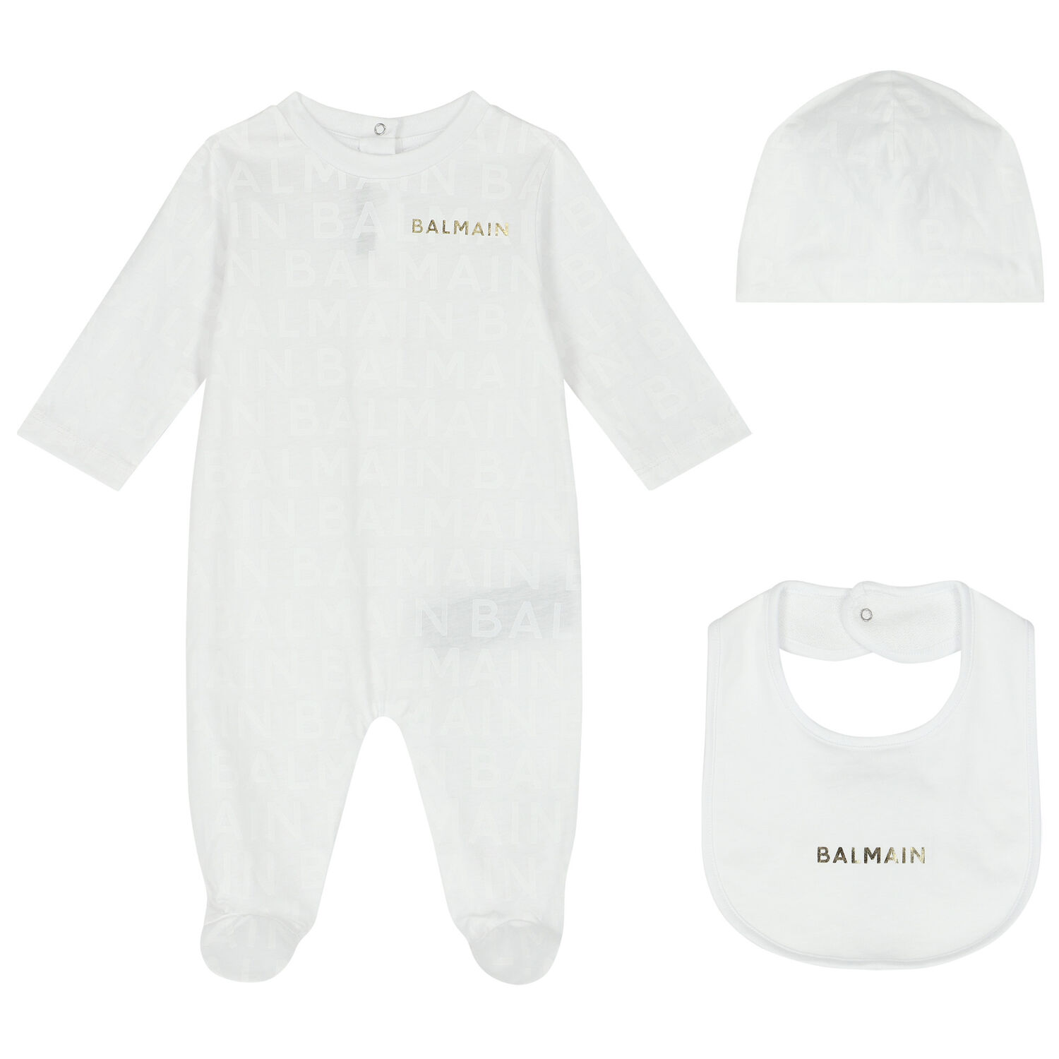 White & Gold Logo Babygrow Gift Set, 1, hi-res