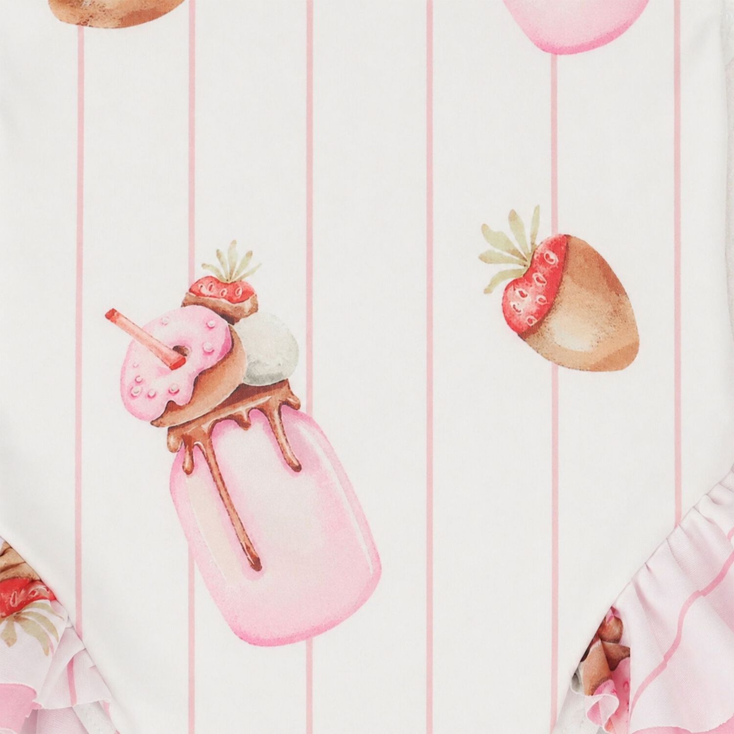 مايوه للبنات بتصميم الميلك شيك باللون الأبيض والوردي, 1, hi-res