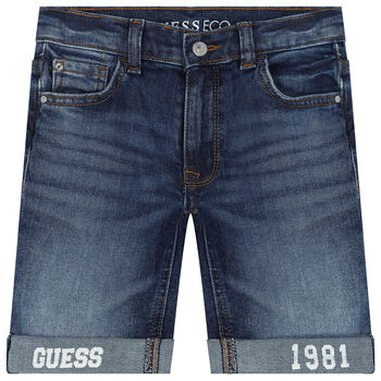 Boys Blue Denim Logo Shorts