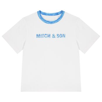 Boys White & Blue Logo T-Shirt