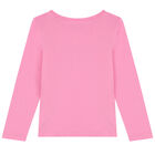 توب باكمام بالشعار باللون الوردى للبنات, 1, hi-res