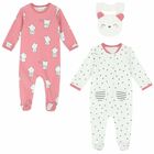 Baby Girls Ivory & Pink Babygrows Set, 1, hi-res