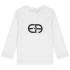 Younger Boys White Logo Top, 1, hi-res