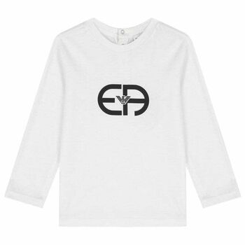 Younger Boys White Logo Top