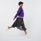 Girls Black Logo Pleated Skirt, 1, hi-res