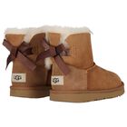 Girls Chestnut Brown Mini Bailey Bow II Suede Boots, 2, hi-res