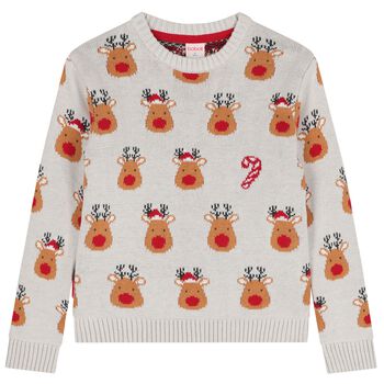 Grey Reindeer Christmas Knitted Jumper