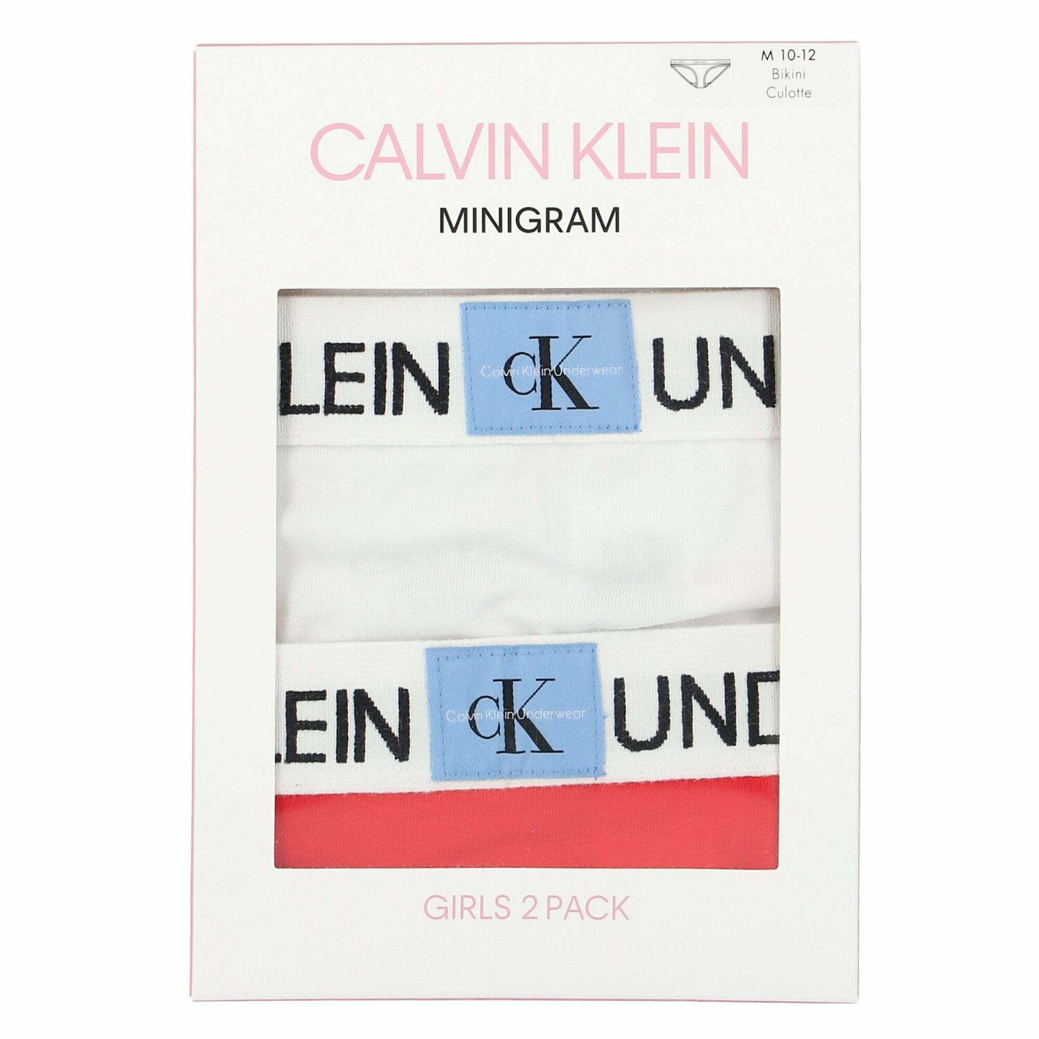 سراويل داخلية باللون الاحمر والابيض للبنات (2 قطع), 1, hi-res