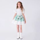 Girls White & Green Floral Skirt Set, 1, hi-res