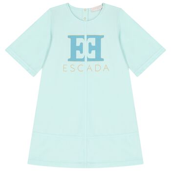 فستان بنات بالشعار باللون الازرق 