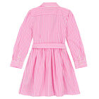 Girls Pink & White Striped Dress, 2, hi-res