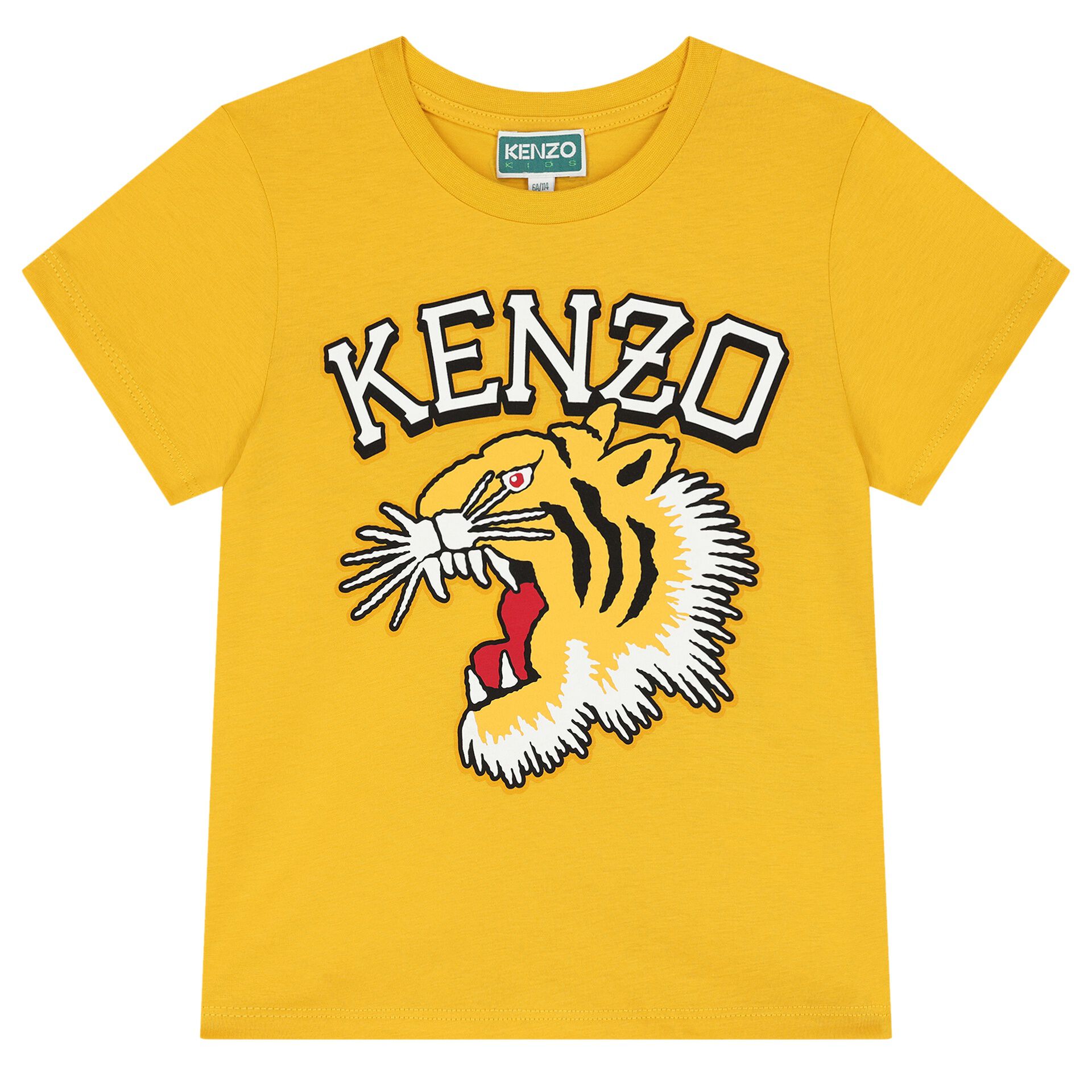KENZO KIDS Girls Yellow Tiger Logo T Shirt Junior Couture UAE