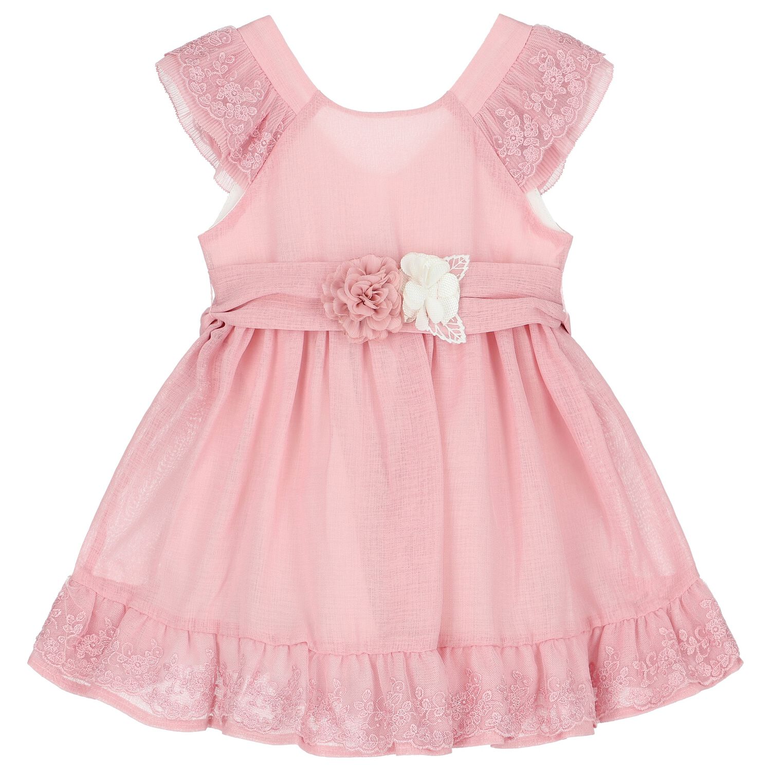 Younger Girls Pink Flower Dress, 2, hi-res