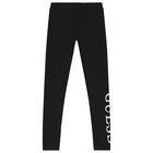 Girls Black Logo Leggings, 2, hi-res
