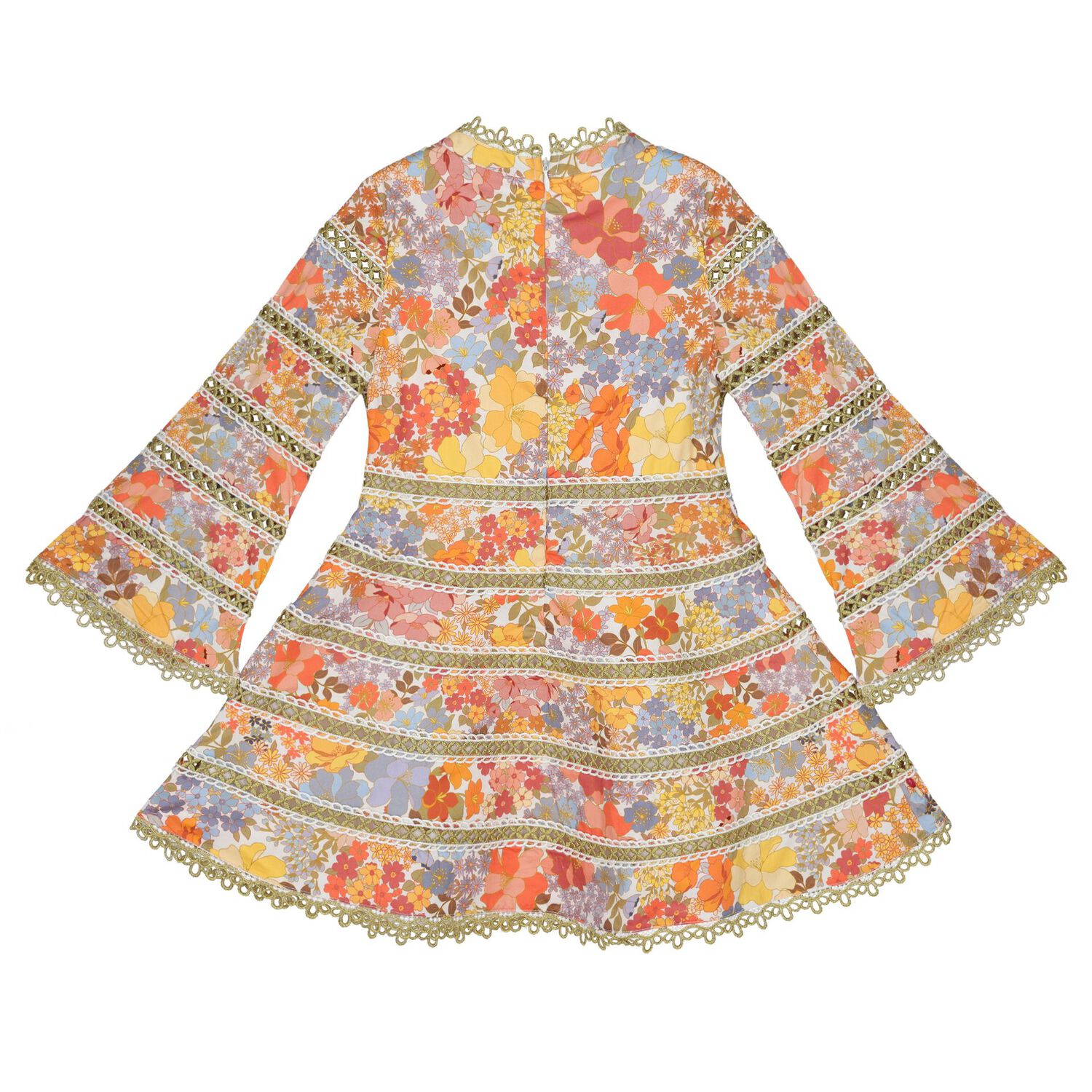 فستان بنات بطبعه الزهور باللون البرتقالى, 1, hi-res