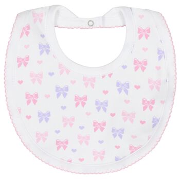 Baby Girls White Billowy Bows Bib