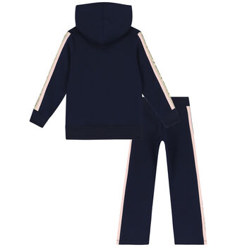 Girls Pink & Navy Logo Tracksuit