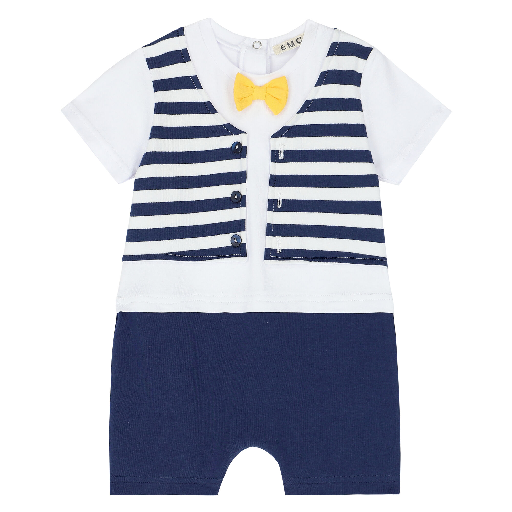 230 Baby Boys White Navy Vest Romper Junior Couture UAE