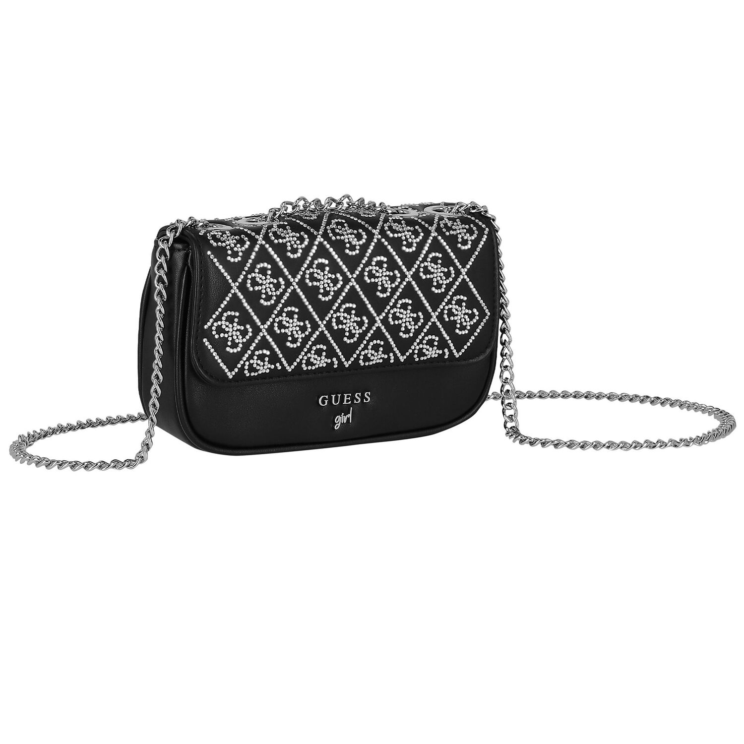 Girls Black Logo Handbag, 2, hi-res