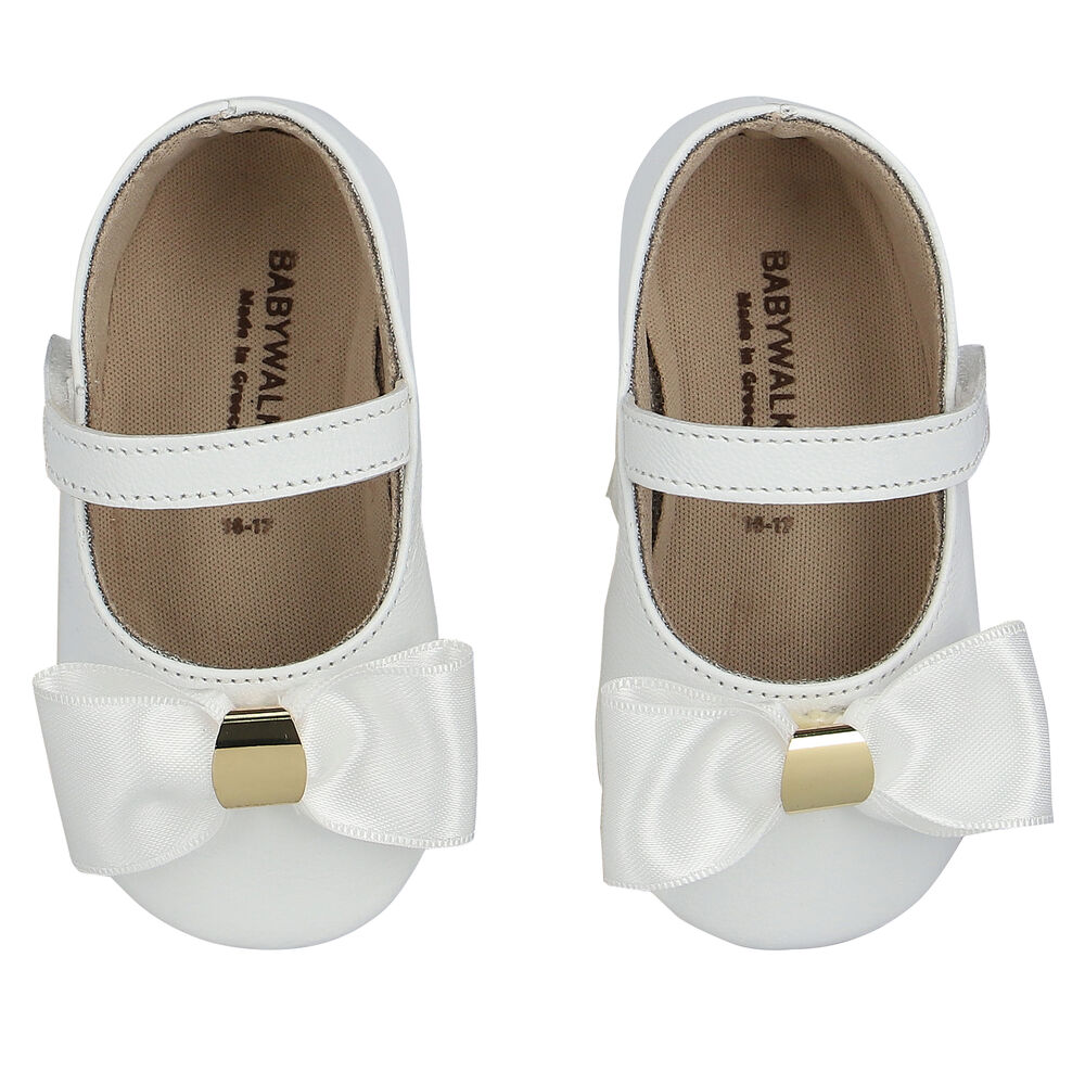 Babywalker Baby Girls White Bow Shoes Junior Couture UAE