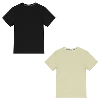 Boys Black & Beige Logo T-Shirts ( 2-Pack )