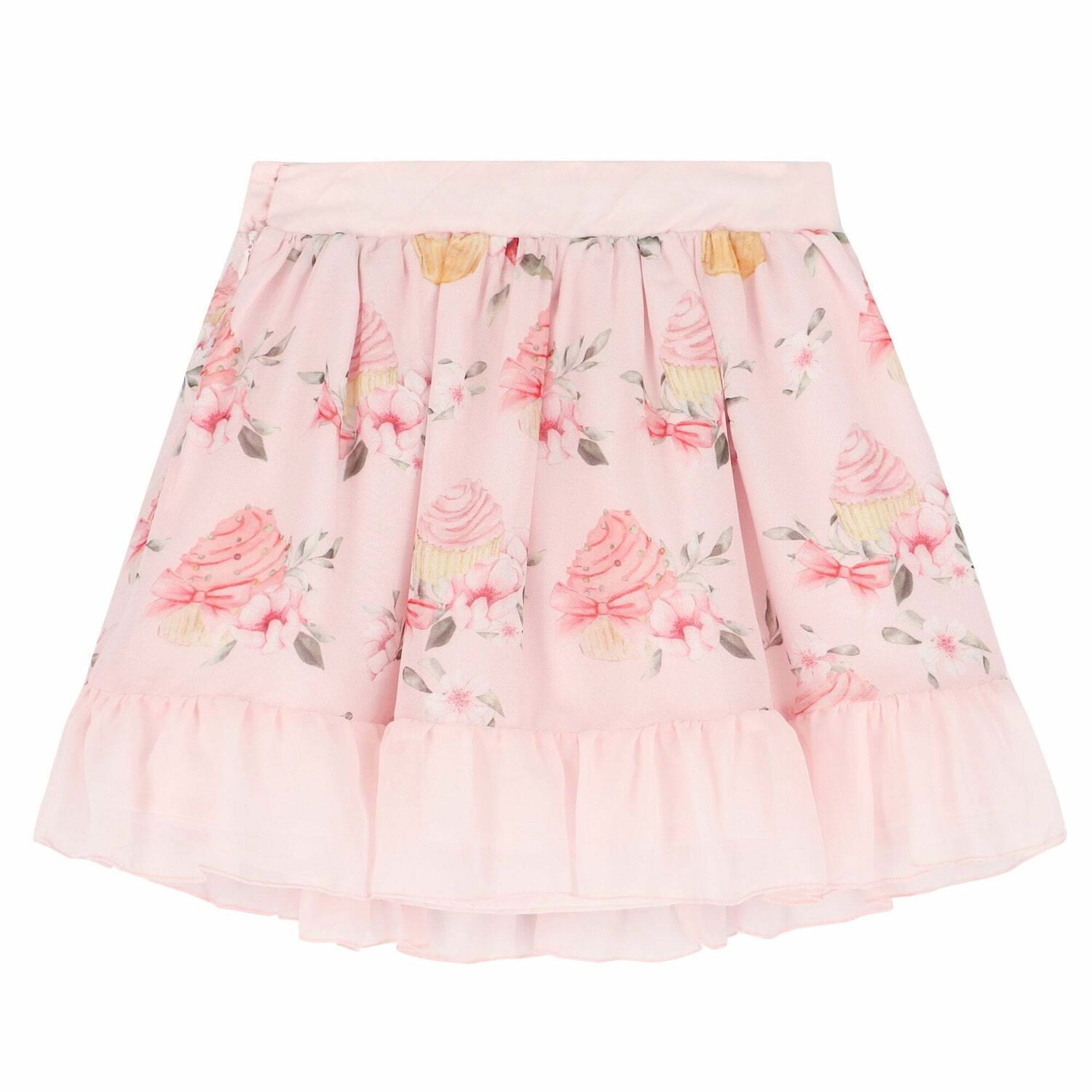 Girls Pale Pink Cupcake Chiffon Skirt, 1, hi-res