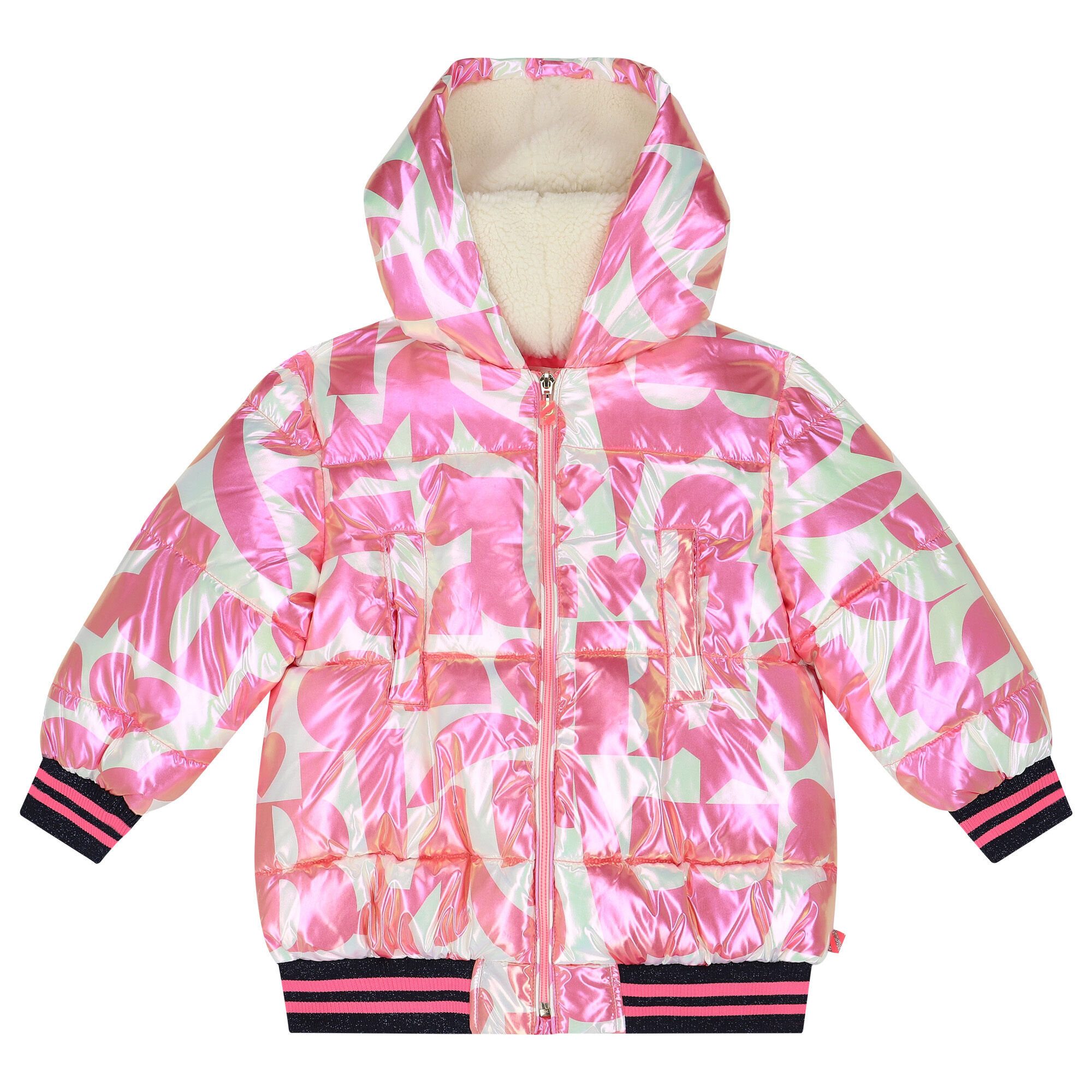 BILLIEBLUSH Girls Pink Ivory Puffer Jacket Junior Couture UAE