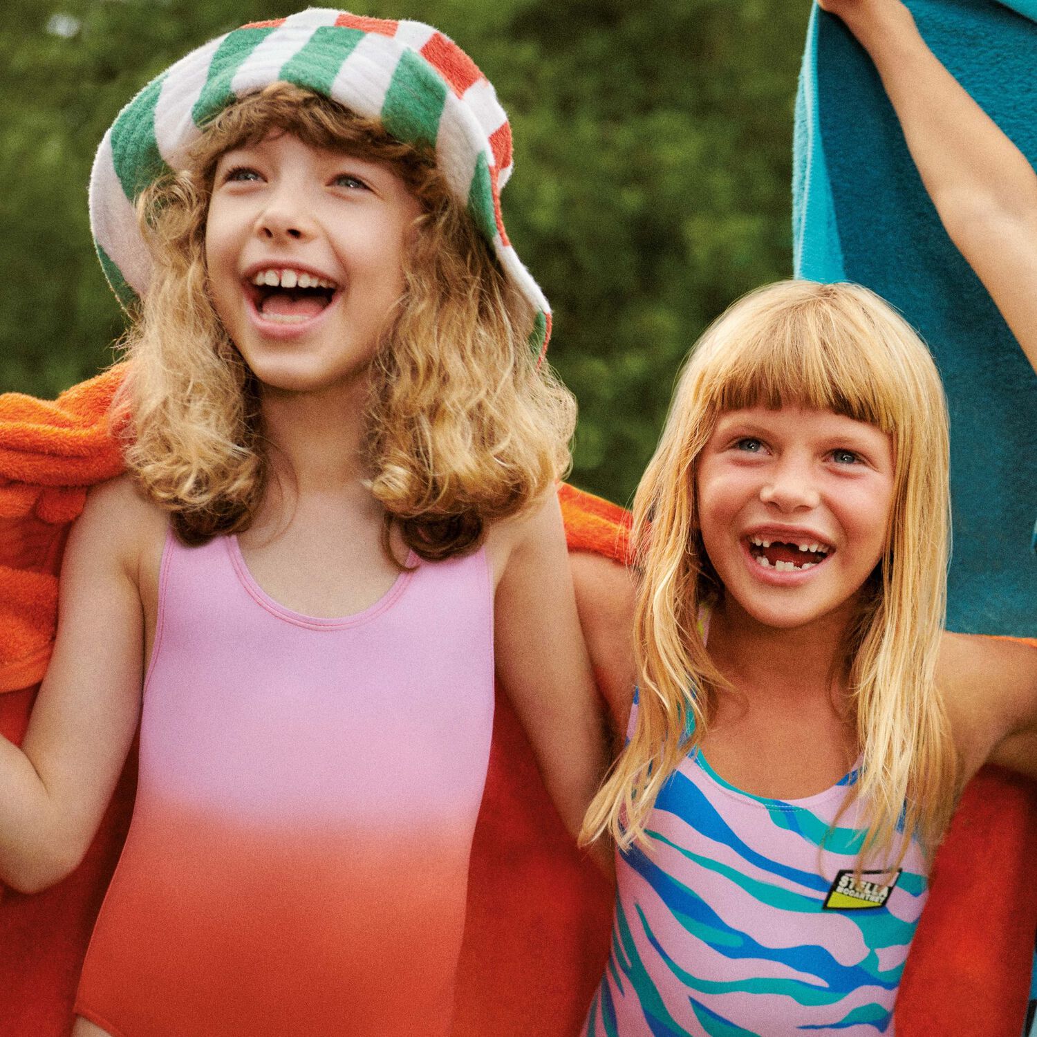 Girls Pink & Red Ombre Swimsuit, 1, hi-res