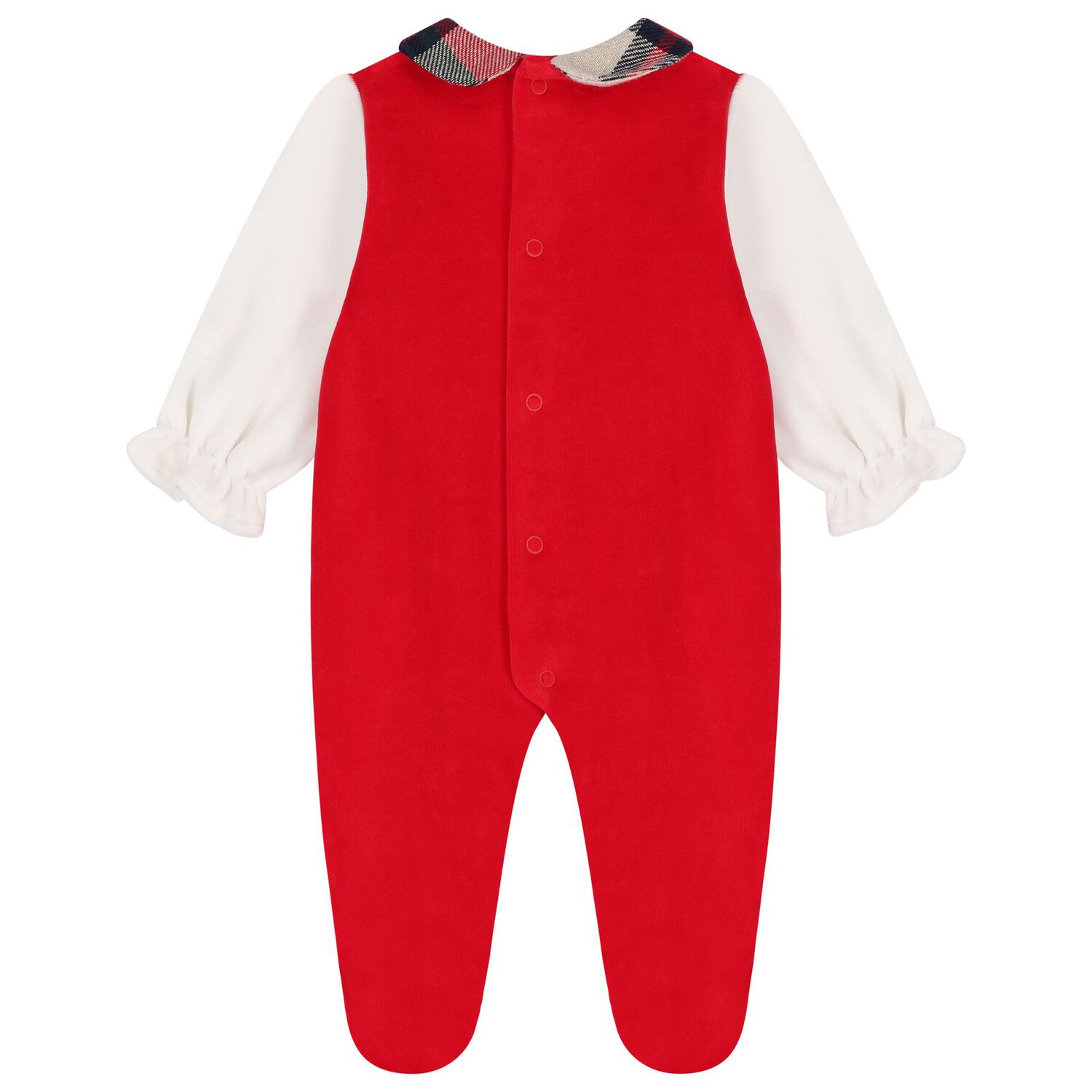 Baby Girls Ivory & Red Tartan Babygrow, 1, hi-res