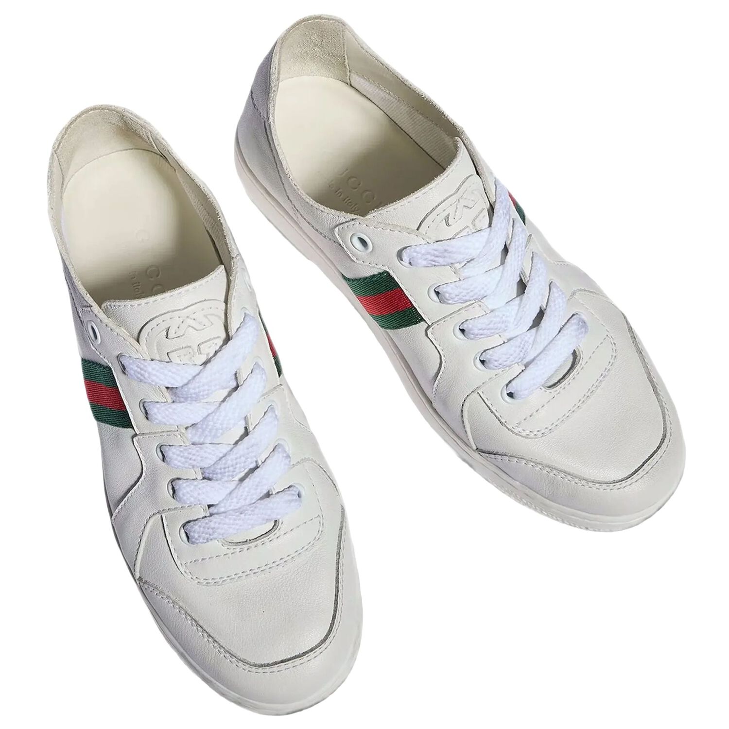 White Web Striped Logo Trainers, 1, hi-res
