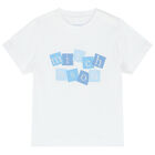 Boys White & Blue Logo Short Set, 1, hi-res