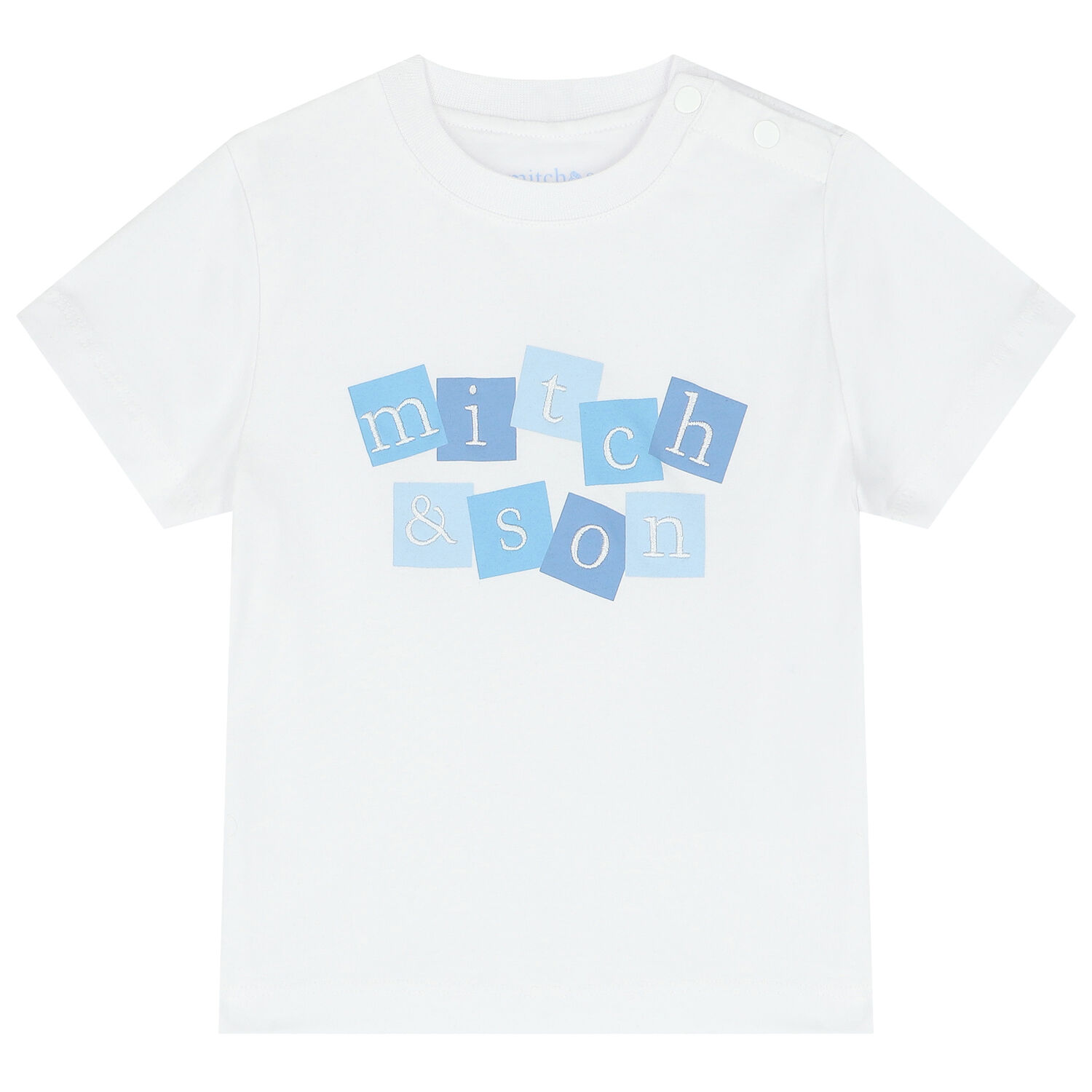Boys White & Blue Logo Short Set, 1, hi-res