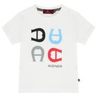 Younger Boys White Logo T-Shirt, 1, hi-res