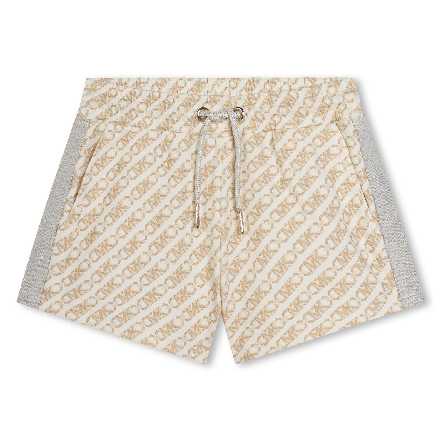 Girls Beige Logo Shorts, 1, hi-res