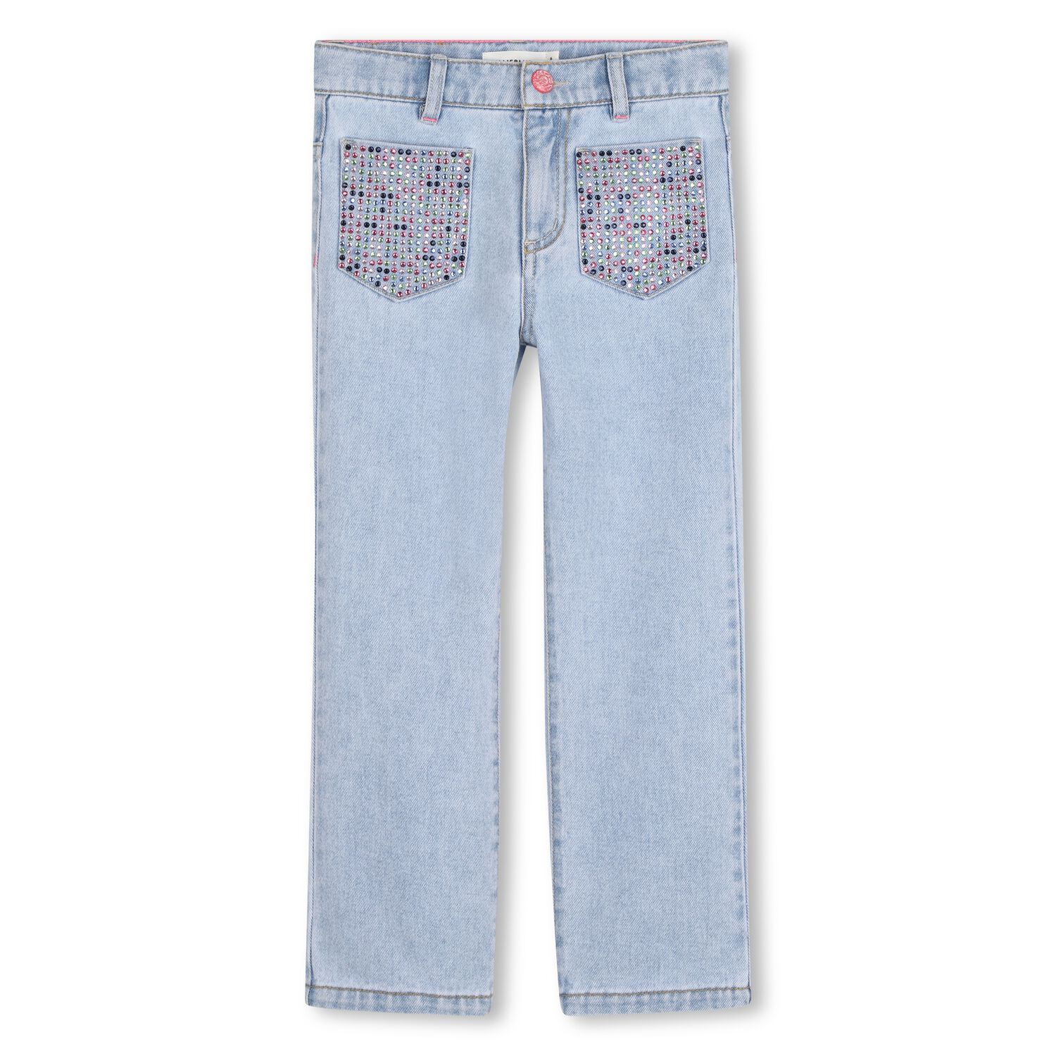 Girls Blue Denim Rhinestone Jeans, 1, hi-res