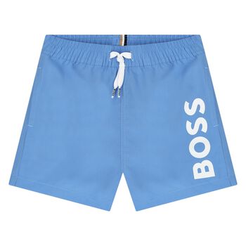 Younger Boys Blue Logo Swim Shorts