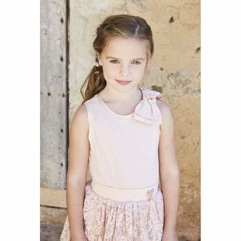 Girls Blush Pink Jodie Bow Top