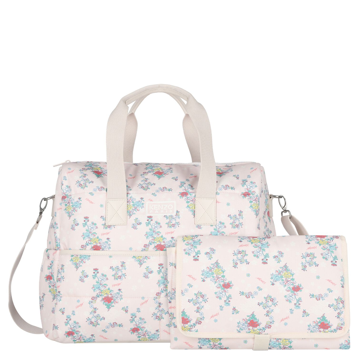 Baby Girls Pink Floral Logo Changing Bag, 1, hi-res