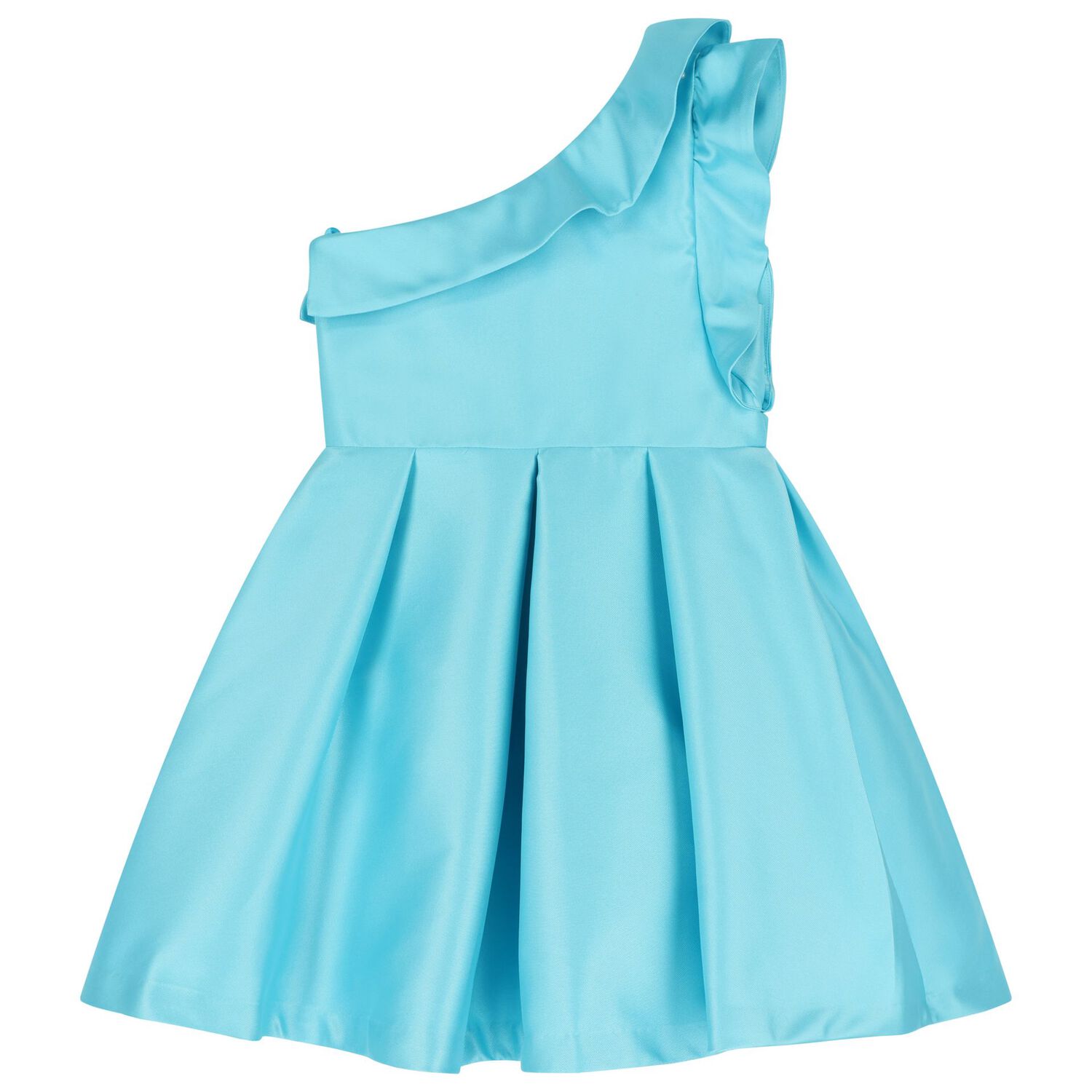 Girls Turquoise Asymmetric Dress, 2, hi-res