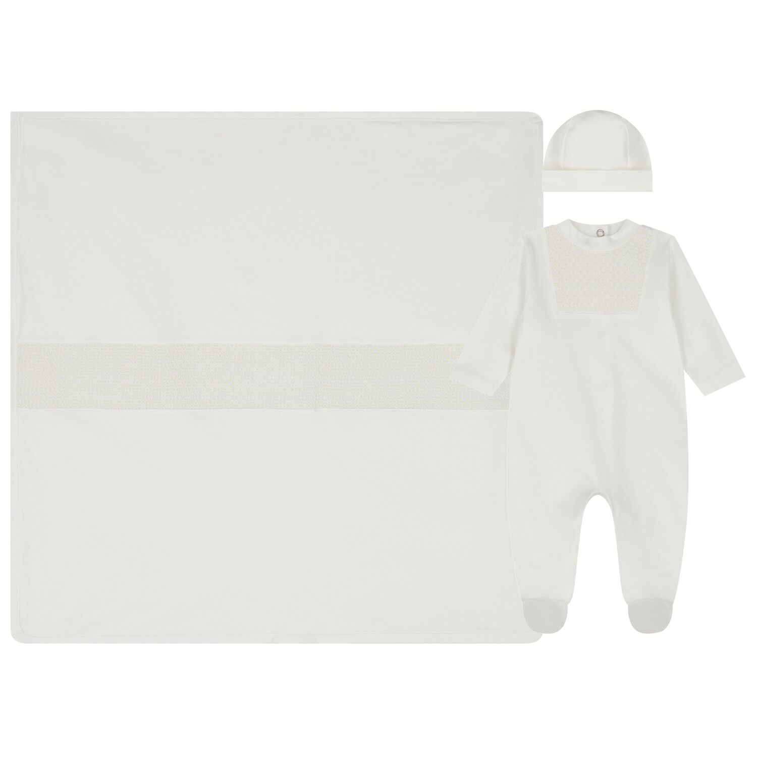 Ivory Smocked Babygrow Gift Set, 4, hi-res