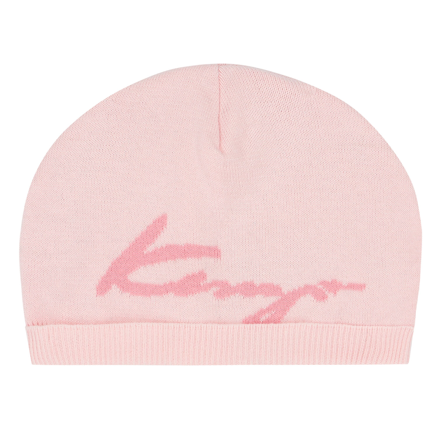 Baby Girls Pink Logo Knitted Hat, 2, hi-res