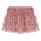 Girls Pink Tulle Ruffled Skirt, 1, hi-res