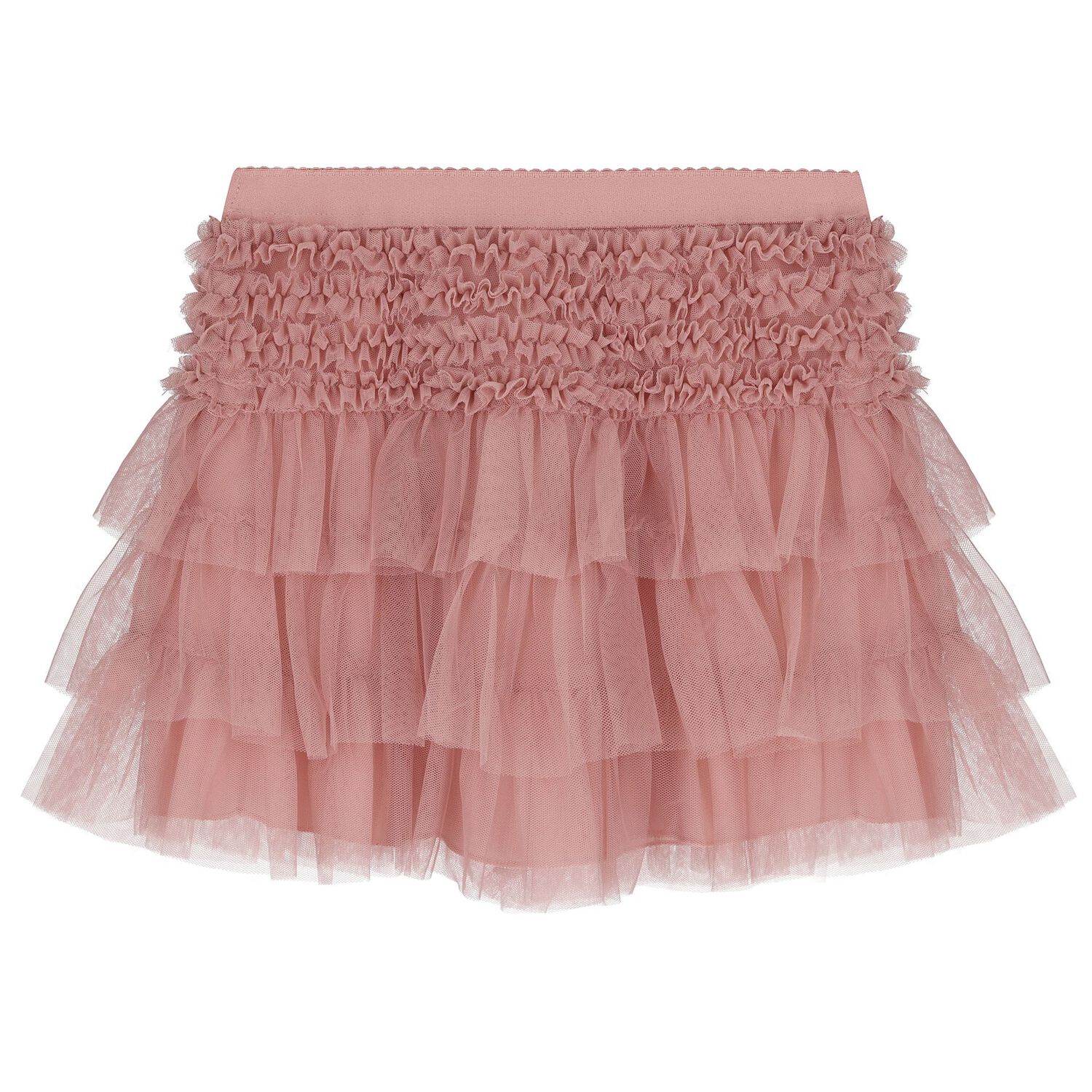 Girls Pink Tulle Ruffled Skirt, 1, hi-res