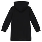 Girls Black Logo Hooded Dress, 1, hi-res