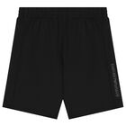 Boys Black Logo Shorts, 1, hi-res