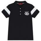 Boys Black Logo Polo Shirt, 1, hi-res
