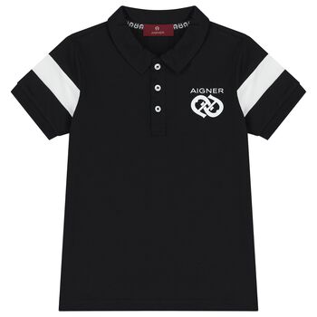 Boys Black Logo Polo Shirt
