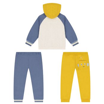 Younger Boys Ivory, Blue & Yellow 3-Piece Tracksuit