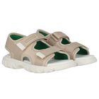 Boys Beige Logo Sandals, 1, hi-res